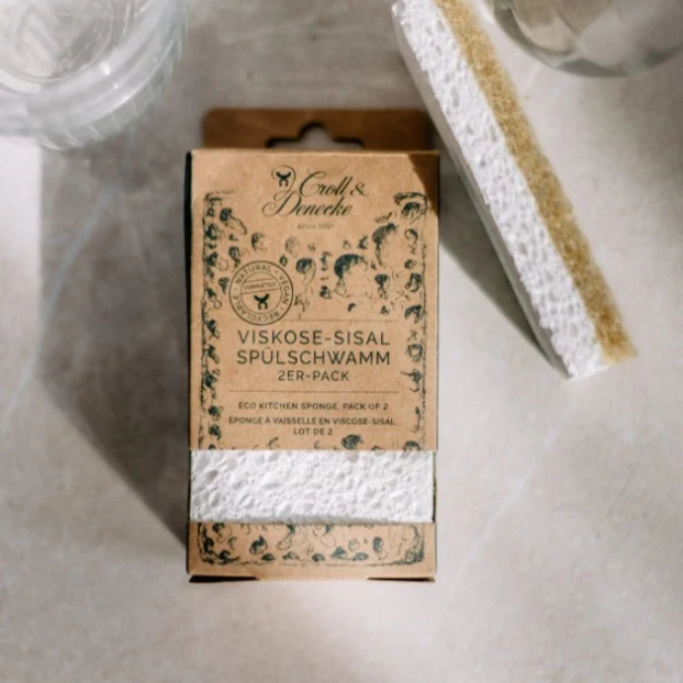Éponge à vaisselle en viscose et sisal, lot de 2