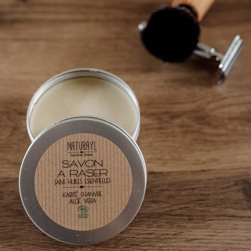 Savon à Raser Karité/Chanvre/Aloé Vera - Sans Huiles Essentielles - PRIX PROS