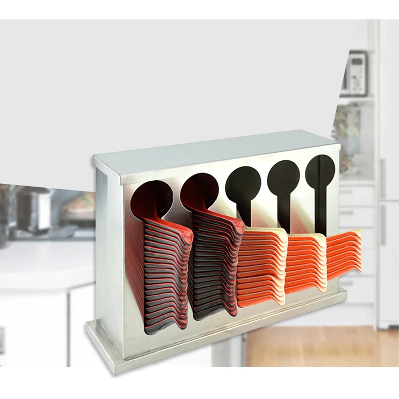 SOGA Stainless Steel Restaurant Spoon Holder Storage Rack 5 Holes