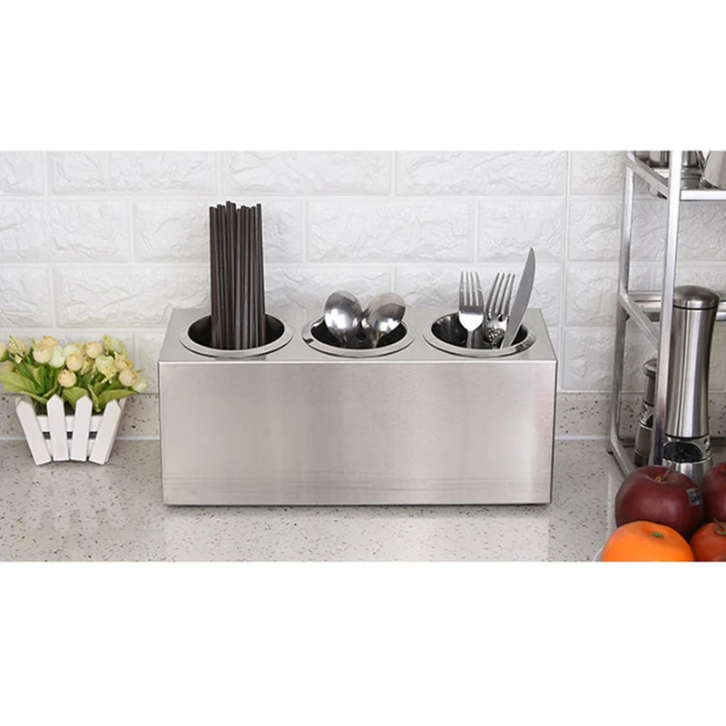 SOGA Stainless Steel Conical Cutlery Holder with 3 Holes 18/10