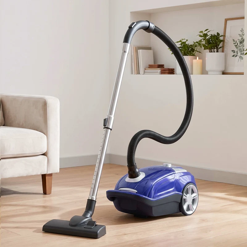 DEVANTI Bagged Vacuum Cleaner Powerful Suction for Carpet Wood Tile Floor (Blue)