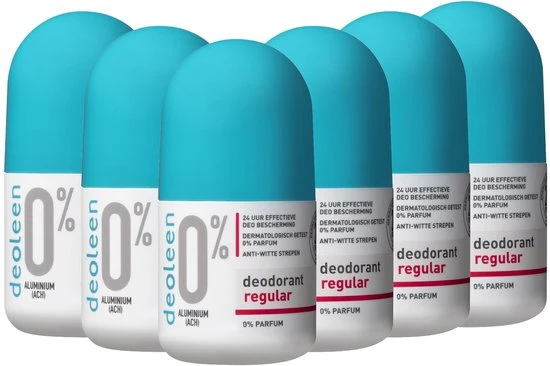 Deoleen 0% aluminium - Roller Regular - Deodorant - 50 ml 6 pack