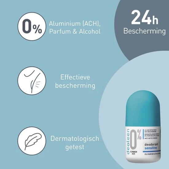 Deoleen 0% aluminium - Roller Sensitive - Deodorant - 50 ml 6 pack