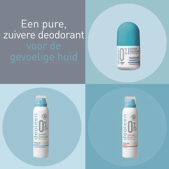 Deoleen 0% aluminium - Roller Sensitive - Deodorant - 50 ml 6 pack