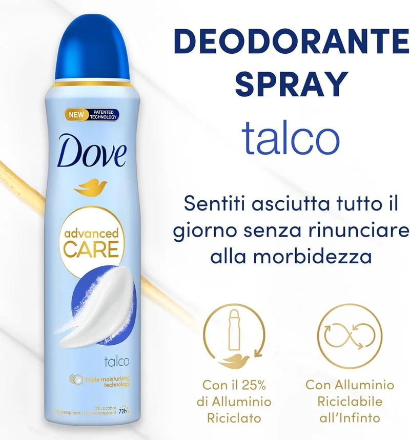 6x Dove Deodorant Spray Advanced Care Talco 150 ml