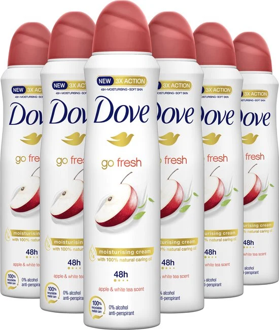 Dove Go Fresh Apple & White Tea Anti-Transpirant Deodorant Spray - 6 x 150 ml
