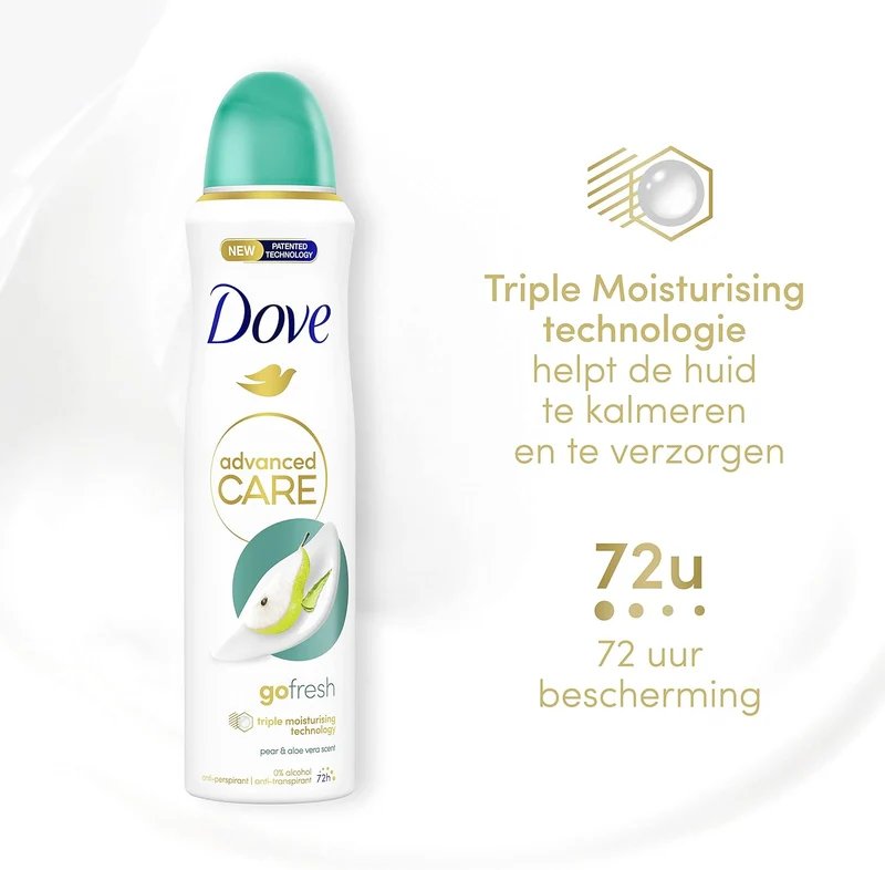 Dove Advanced Care Go Fresh Pear & Aloe Vera Anti-Transpirant Deodorant Spray, biedt tot 72 uur bescherming tegen zweet - 6 x 150 ml - Voordeelverpakking