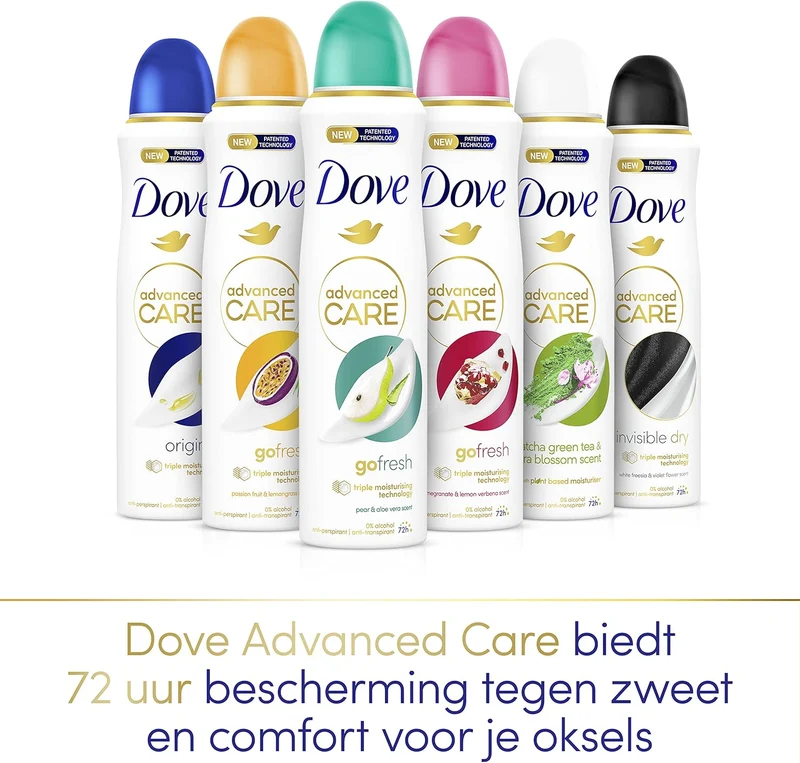 Dove Advanced Care Go Fresh Pear & Aloe Vera Anti-Transpirant Deodorant Spray, biedt tot 72 uur bescherming tegen zweet - 6 x 150 ml - Voordeelverpakking