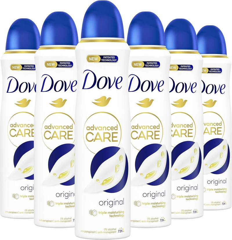 Dove Advanced Care Original Anti-Transpirant Deodorant Spray, biedt tot 72 uur bescherming tegen zweet - 6 x 150 ml - Voordeelverpakking