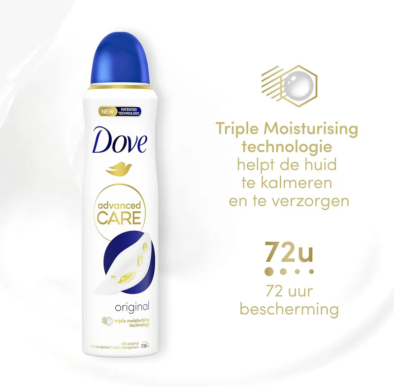 Dove Advanced Care Original Anti-Transpirant Deodorant Spray, biedt tot 72 uur bescherming tegen zweet - 6 x 150 ml - Voordeelverpakking