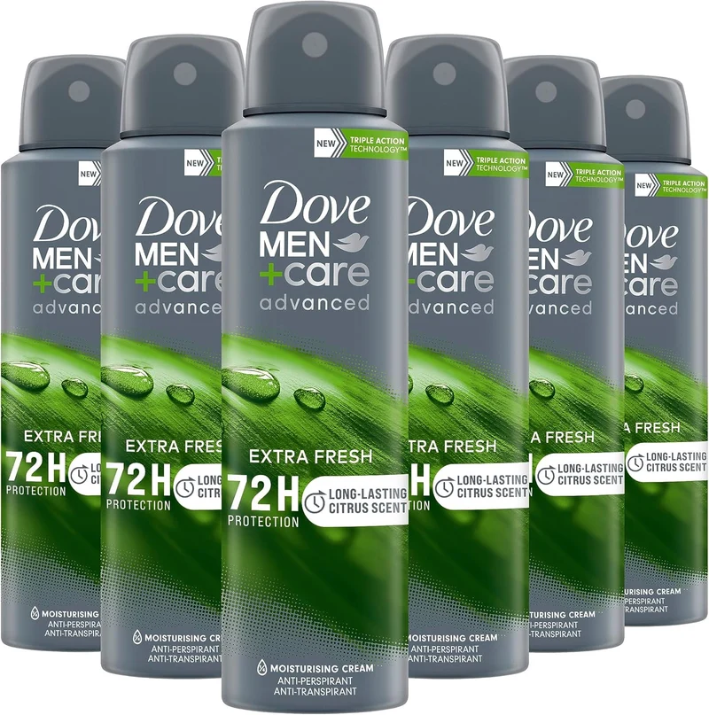 Dove Men+Care Advanced Extra Fresh Anti-Transpirant Deodorant Spray, biedt tot 72 uur bescherming tegen zweet - 6 x 150 ml - Voordeelverpakking