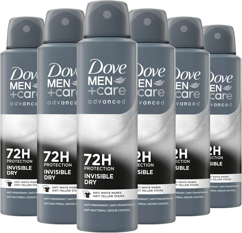 Dove Men+Care Advanced Invisible Dry Anti-Transpirant Deodorant Spray, biedt tot 72 uur bescherming tegen zweet - 6 x 150 ml - Voordeelverpakking