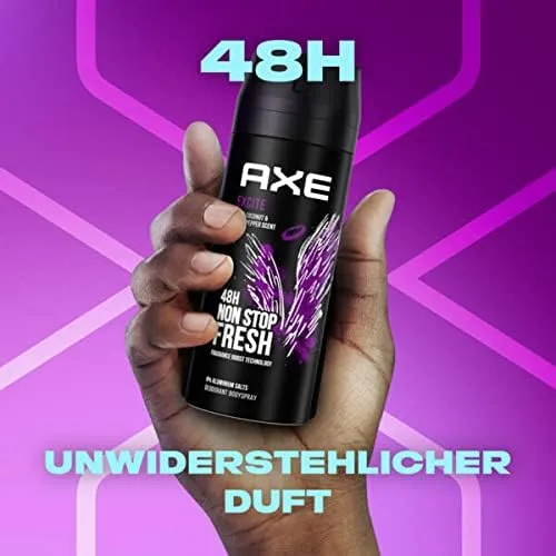 6x Axe Bodyspray Excite zonder aluminiumzouten 150 ml