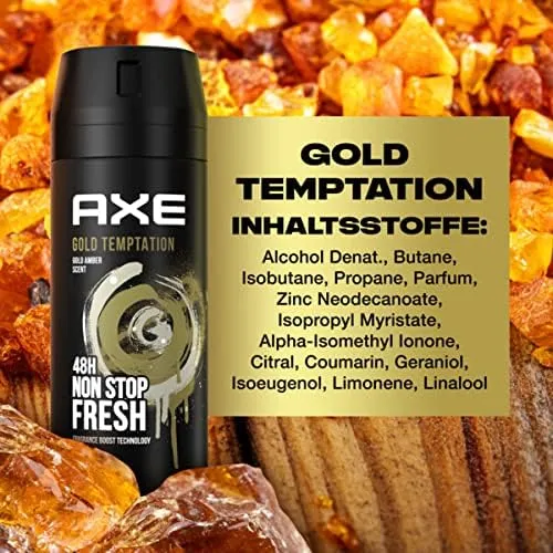 Axe Bodyspray Gold Temptation zonder aluminiumzouten, 6 x 150 ml