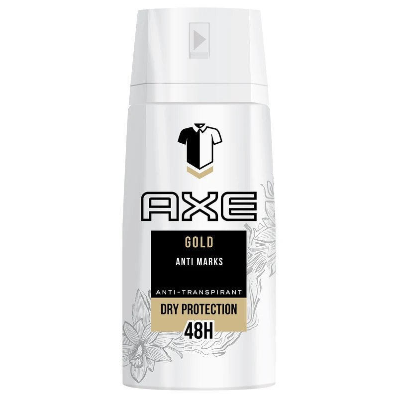 Axe Deospray Gold Wit 48H Dry Anti-Marks 150 ml- 6 stuks