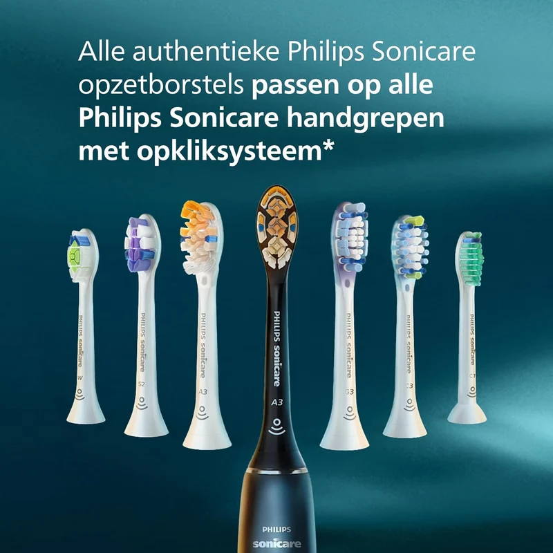 Philips Sonicare Originele standaard sonische C3 Premium Plague Defence -opzetborstels - verpakking van 4 stuks in zwart
