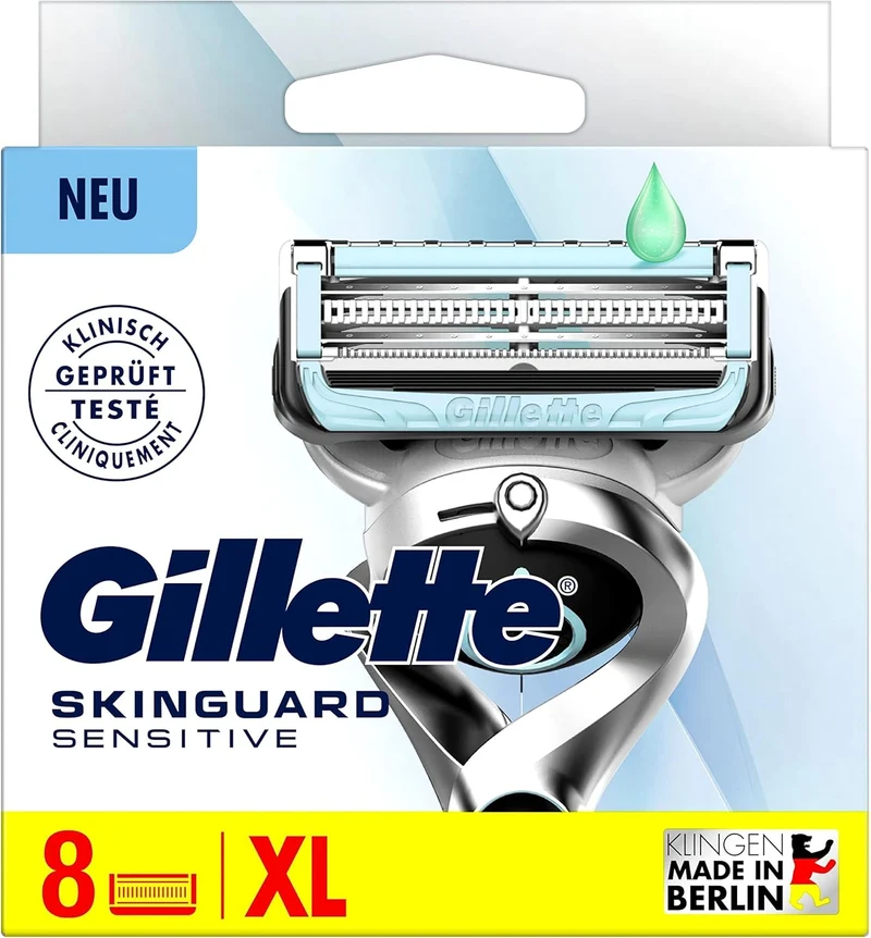 Gillette Skinguard Sensitive Navulmesjes Voor Mannen, Verpakking Met 8 Navulmesjes, Verbeterde Lubrastrip, Past Op Fusion-Handvatten