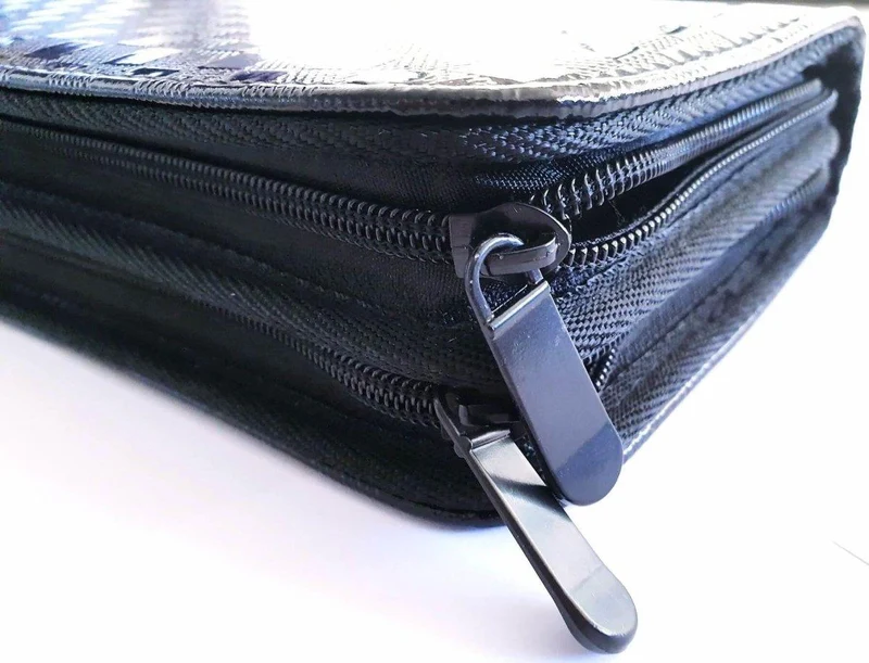 4pcs - Pochette à ciseaux en cuir à carreaux noirs