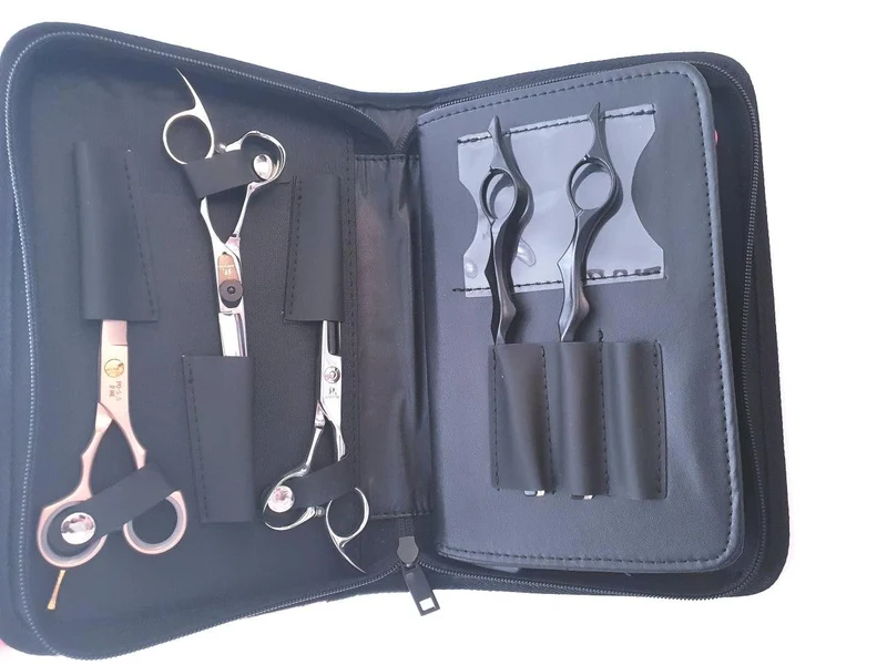 6pcs - Pochette à ciseaux en cuir rose