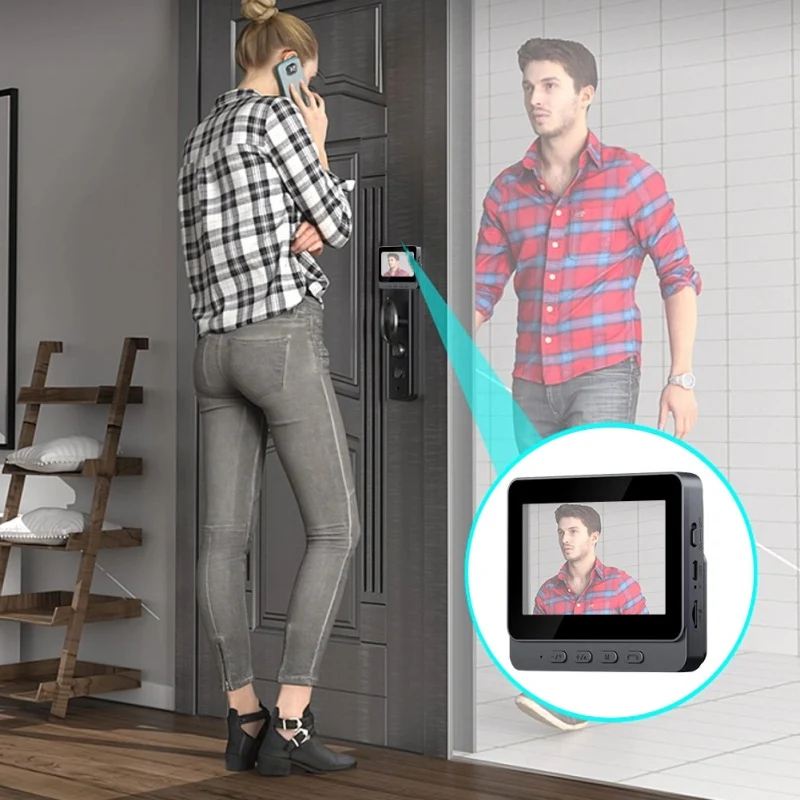 Caméra sans fil pour sonnette : 1080P, angle de vision de 170°, écran de 4,3 pouces, étanche IPX65 pour l'extérieur, vision nocturne