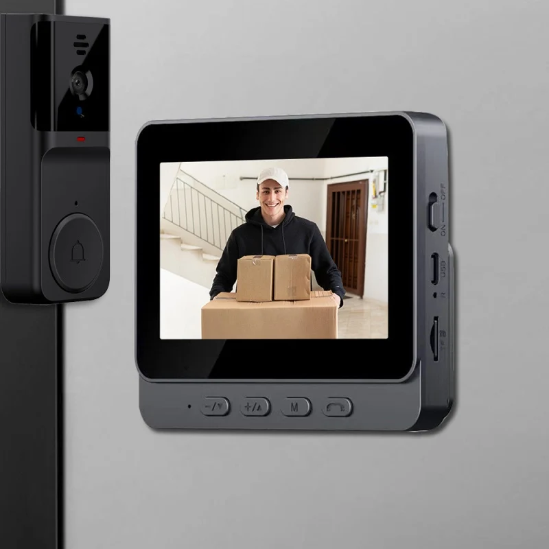 Caméra sans fil pour sonnette : 1080P, angle de vision de 170°, écran de 4,3 pouces, étanche IPX65 pour l'extérieur, vision nocturne