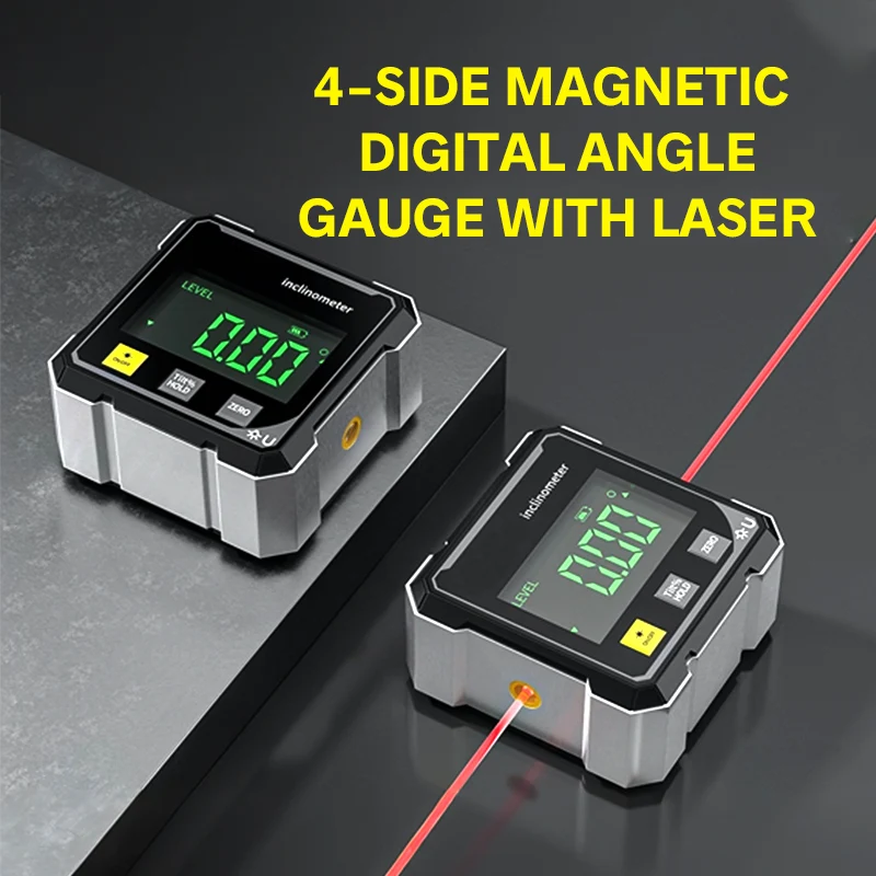 Jauge d'angle numérique magnétique à 4 côtés avec laser