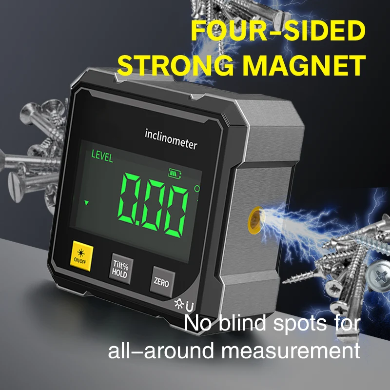 Jauge d'angle numérique magnétique à 4 côtés avec laser