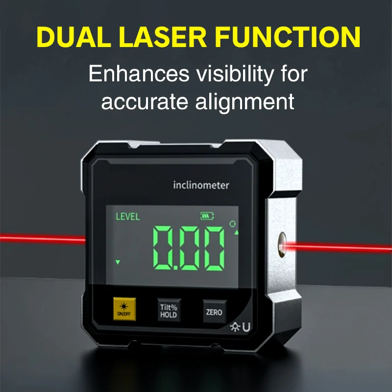 Jauge d'angle numérique magnétique à 4 côtés avec laser