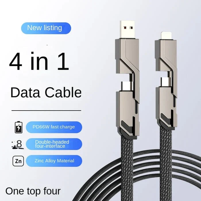 📱 Chargeur 4-en-1 [60W Charge rapide & Synchronisation des données]