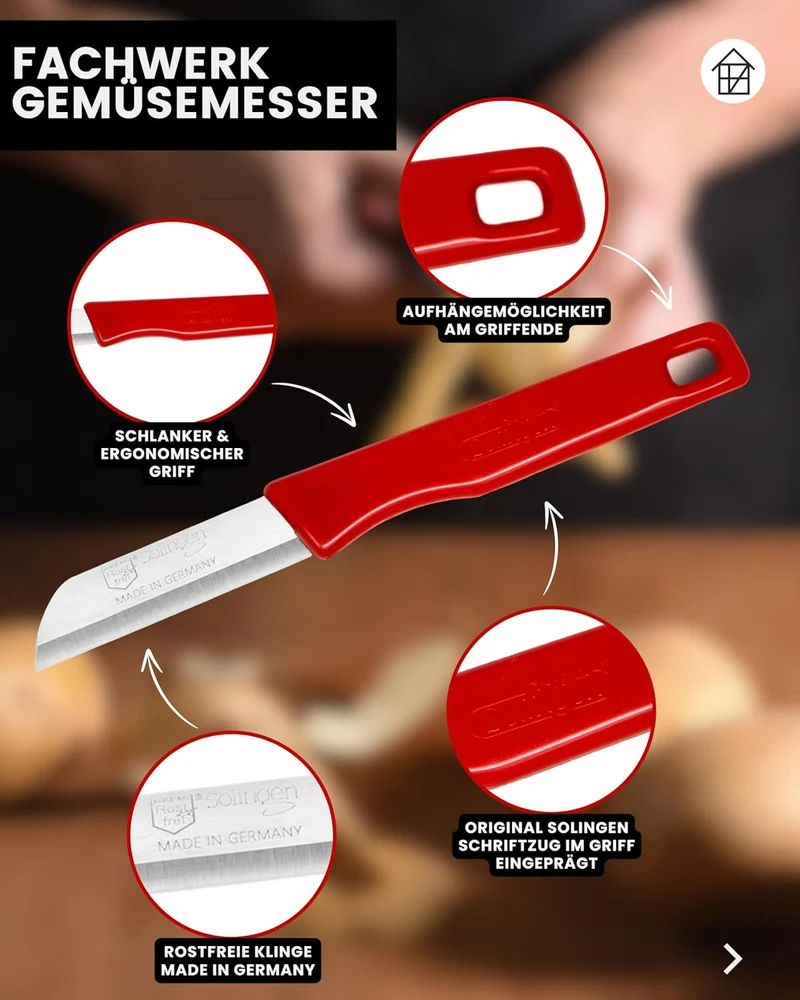 Küchenmesser Set 6tlg, gerade Klinge, Klingenlänge 6cm