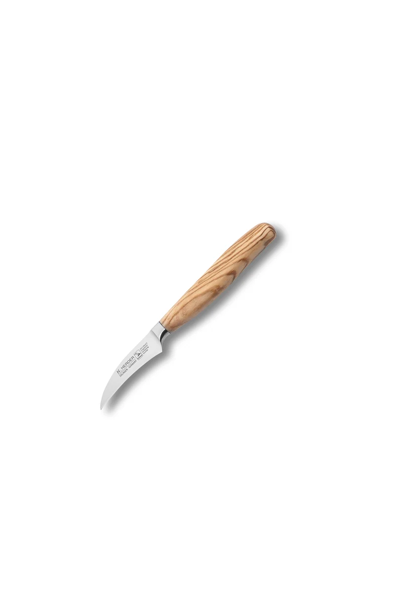 Schälmesser Eterno, Olivenholz, Klingenlänge 7cm, geschmiedet, gebogen