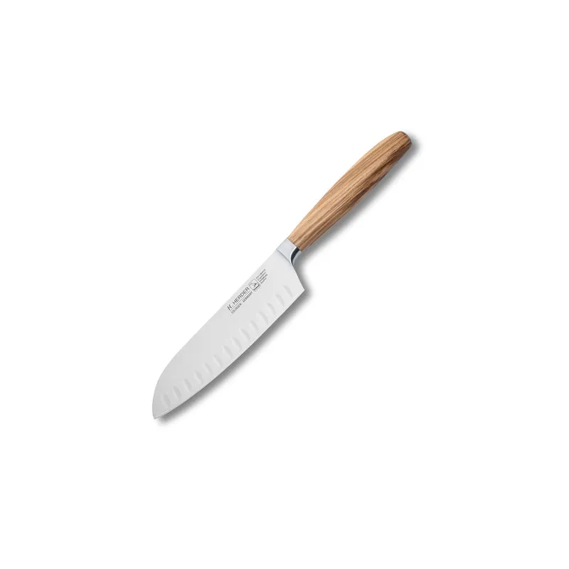 Santokumesser Eterno, Olivenholz, Klingenlänge 16cm, geschmiedet, Kullenschliff