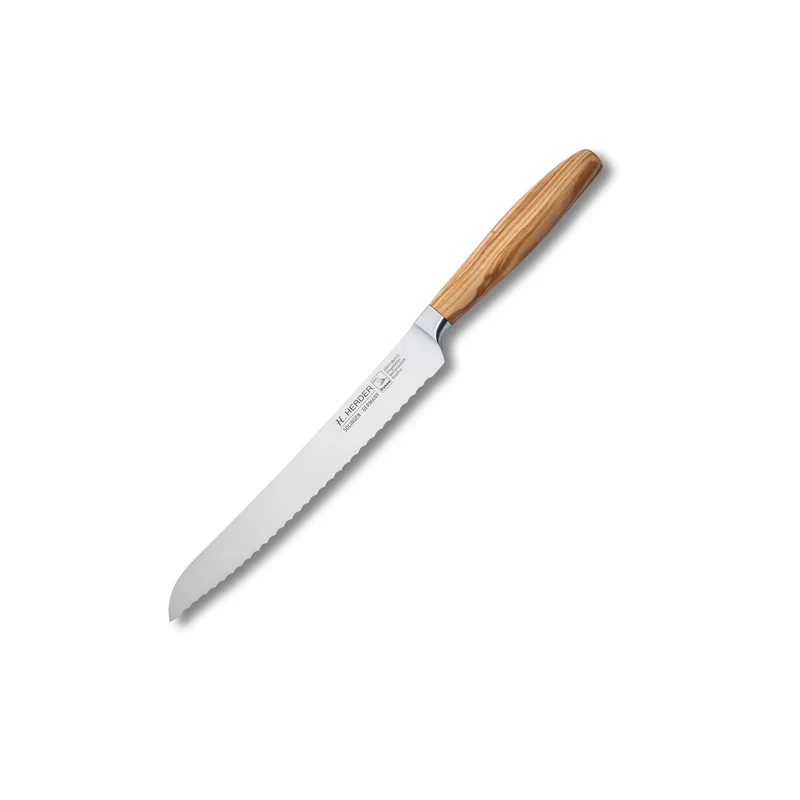 Brotmesser Eterno, Olivenholz, Klingenlänge 22cm, geschmiedet, Wellenschliff