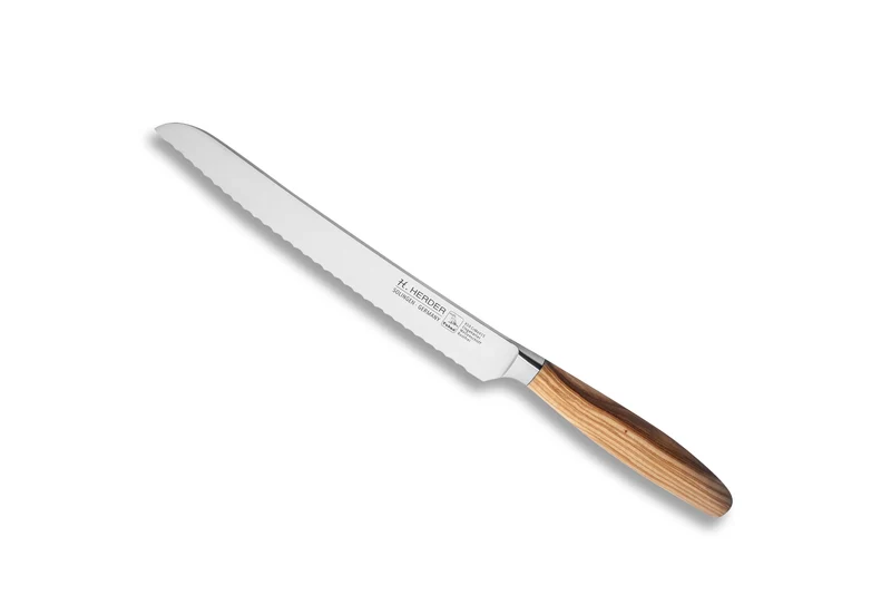 Brotmesser Eterno, Olivenholz, Klingenlänge 22cm, geschmiedet, Wellenschliff