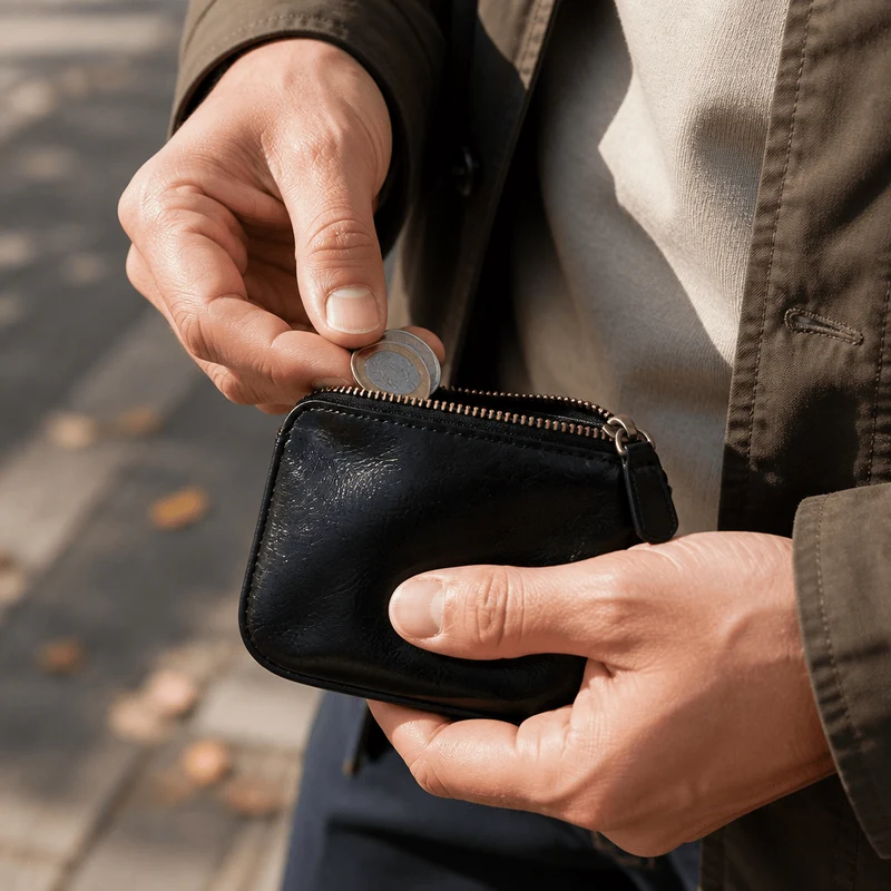 Pochette Porte-Monnaie Homme Zippée Compacte