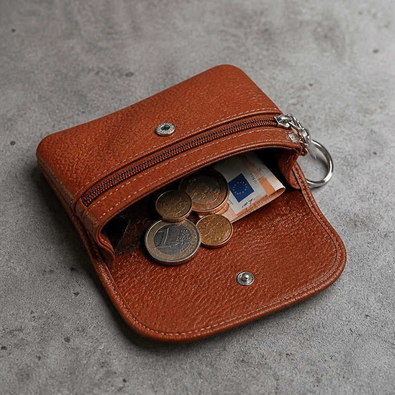 Porte-Monnaie Homme en Cuir Véritable Compact