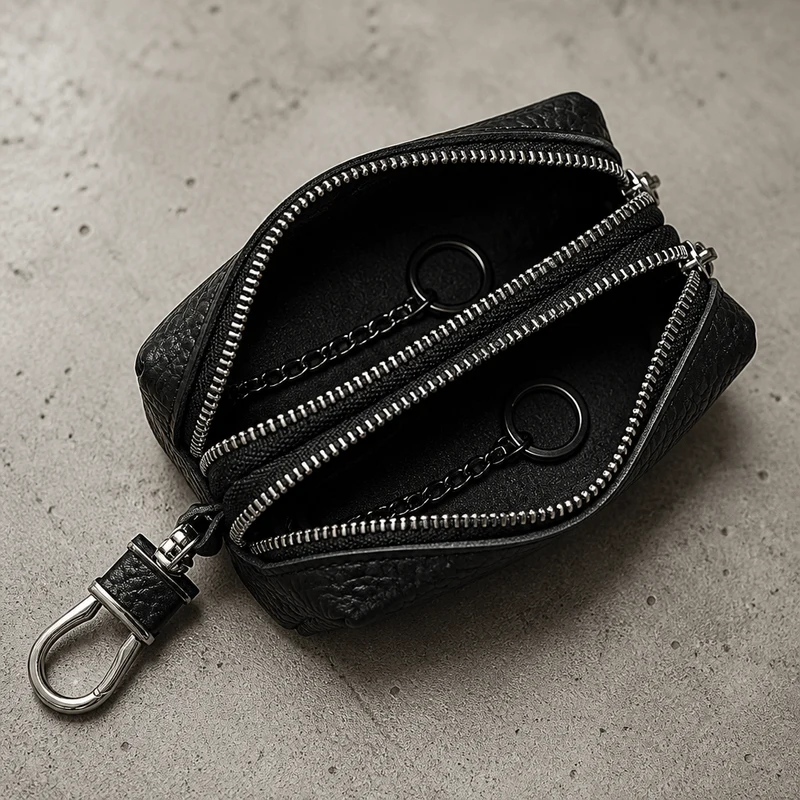 Porte-Monnaie Homme en Cuir Double Zip Compact