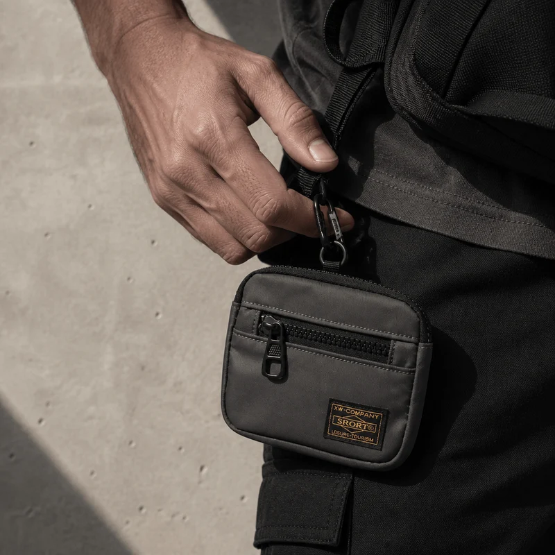 Porte-Monnaie Homme Tissu Compact Zippé Porte-Clés