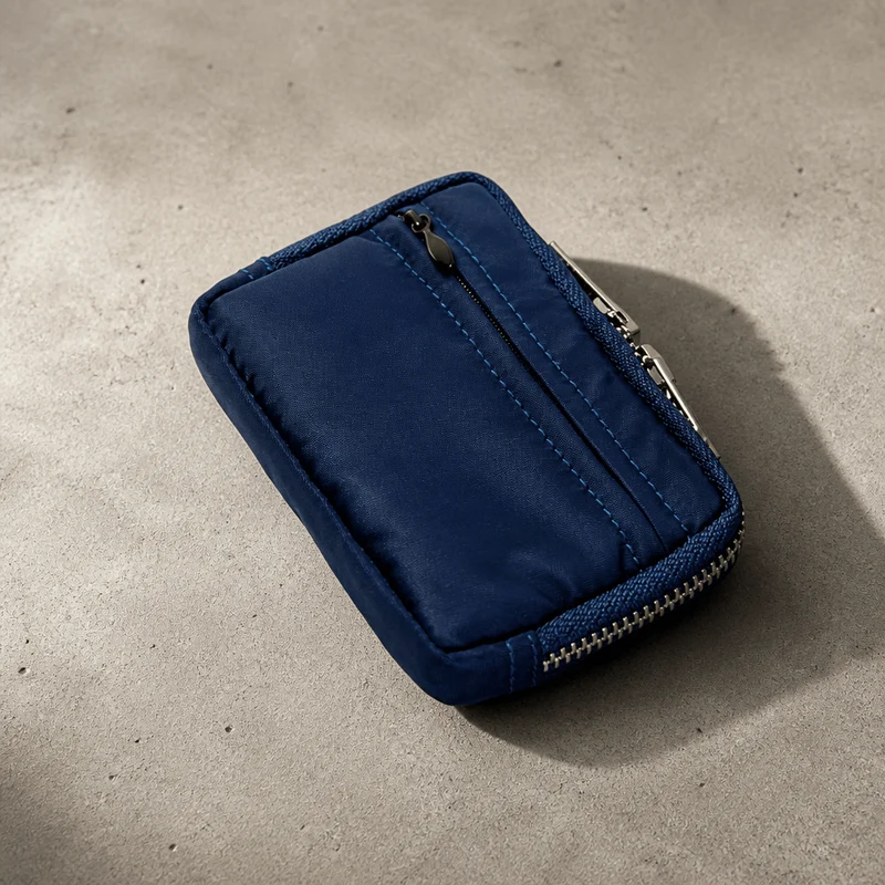 Porte-Monnaie Porte-Carte Homme Tissu Double Zip