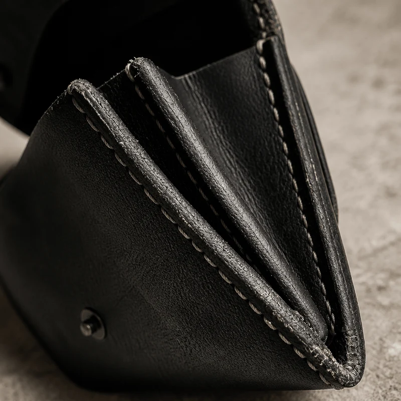 Porte-Monnaie Vintage Homme en Cuir Bouton-Pression