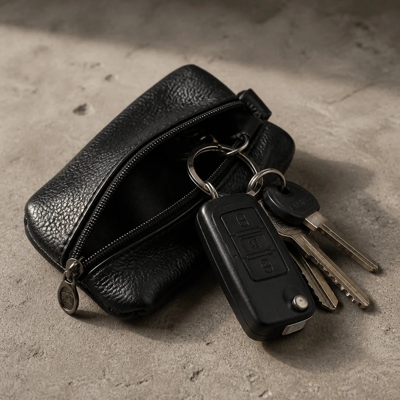 Petit Porte-Monnaie Homme Zippé Porte-Clés Compact
