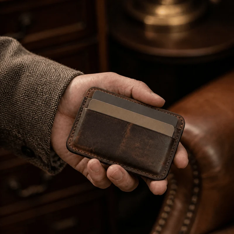 Porte-Cartes Homme Cuir Véritable Personnalisé à Graver