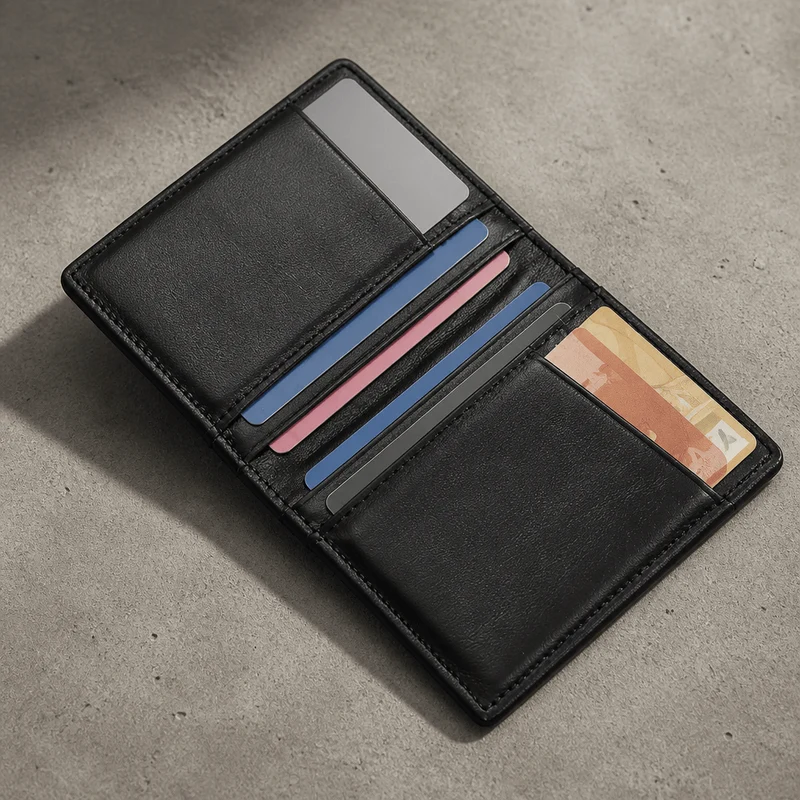 Porte-Cartes Homme Cuir Véritable Vertical à Poche Avant