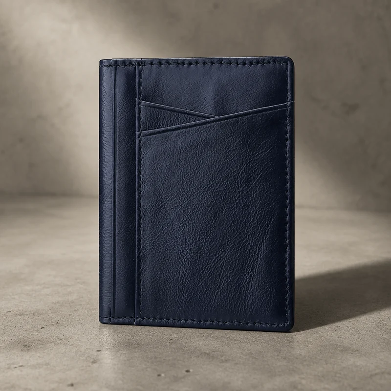 Porte-Cartes Homme Cuir Véritable Vertical à Poche Avant