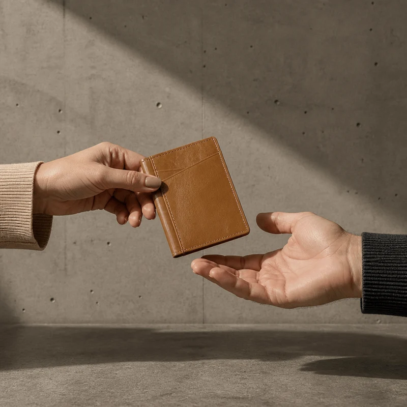 Porte-Cartes Homme Cuir Véritable Vertical à Poche Avant