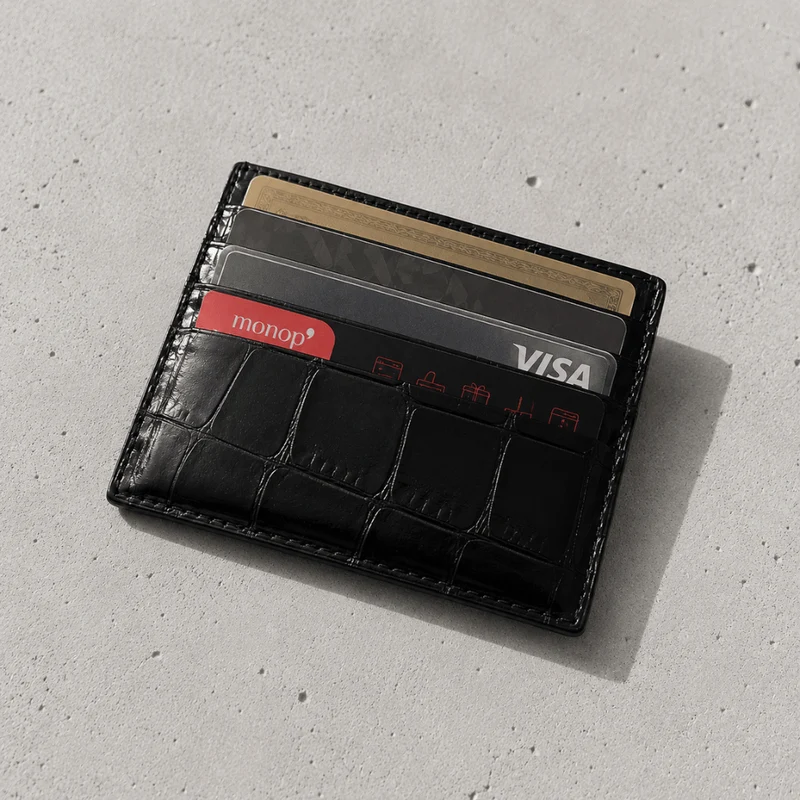 Porte-Cartes Homme Cuir Véritable Grain Crocodile