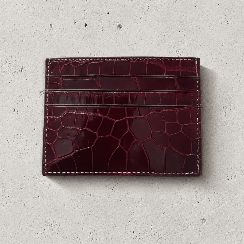 Porte-Cartes Homme Cuir Véritable Grain Crocodile