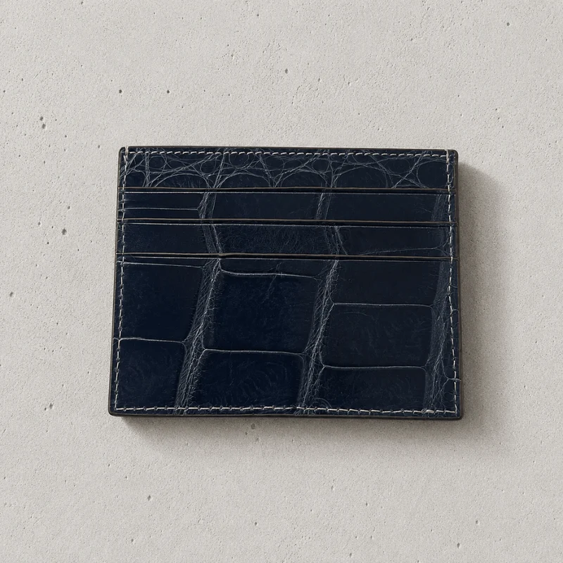 Porte-Cartes Homme Cuir Véritable Grain Crocodile