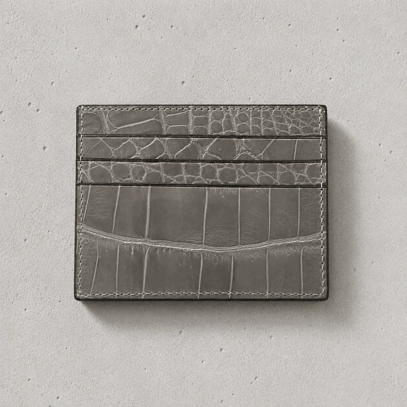 Porte-Cartes Homme Cuir Véritable Grain Crocodile