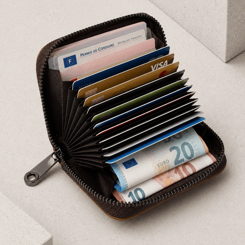 Porte-Cartes Homme Grande Capacité Multi-Cartes Éventail